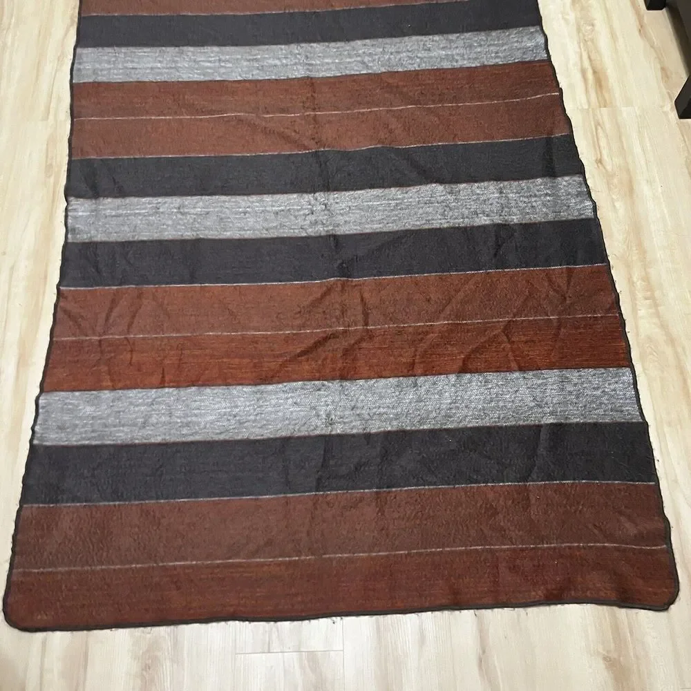 Shupaca Alpaca Blend Striped Throw Blanket Gray Rust Orange